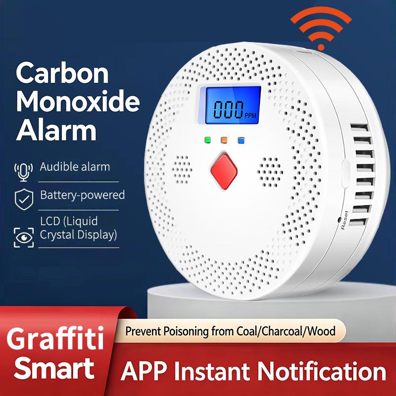 Smart Home Monitoring - WiFi Smart Koolmonoxidedetector Alarm 85dB Geluidswaarschuwing